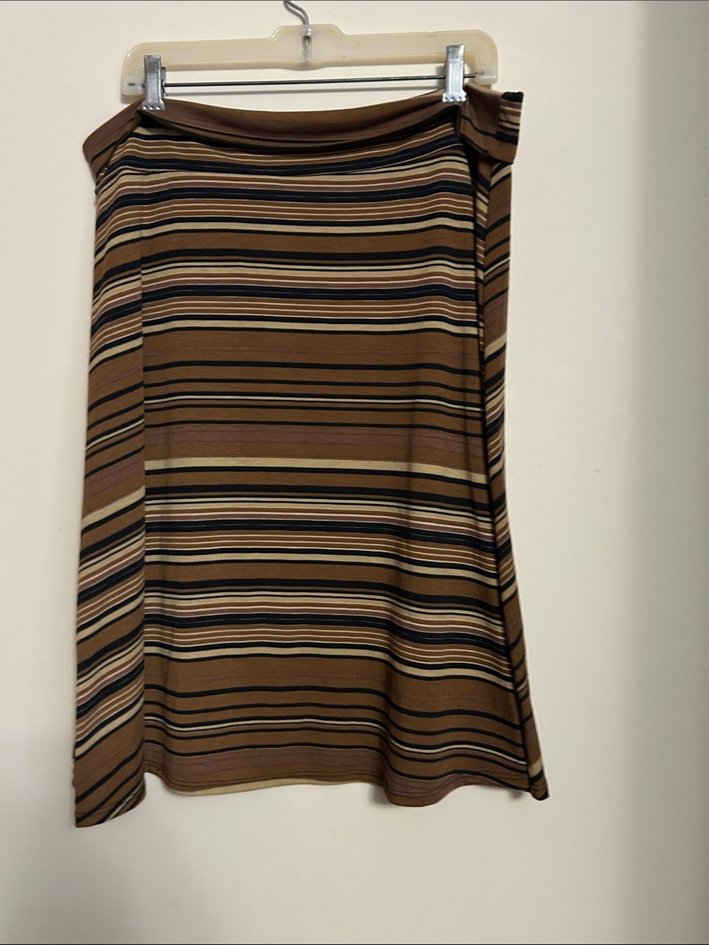 LuLaRoe Brown Striped A-Line stretchy skirt with wide waistband size 2XL